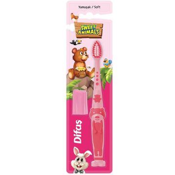 Difaş Sweet Animals Yumuşak Pembe Diş Fırçası