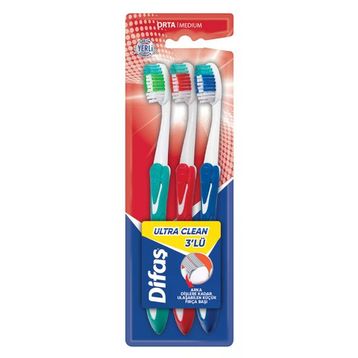 Difaş Ultra Clean Orta 3'lü 3 Adet Diş Fırçası