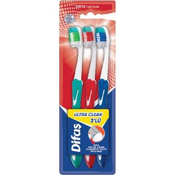 Difaş Ultra Clean Orta 3'lü 3 Adet Diş Fırçası