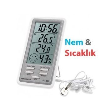 Digger DC-803 Kablolu Alarmlı Sıcaklık ve Nem Ölçer