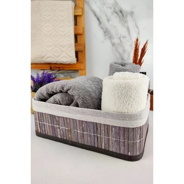 Digithome CL-6006-2 C1-1-121 Bambu Orta Boy Gri 29x19x10 cm Çok Amaçlı Saklama Kutusu Düzenleyici