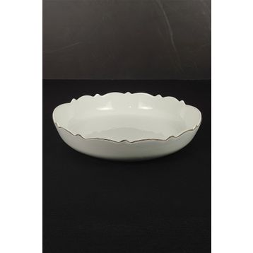 Digithome LMG 315-L Wave Porselen Yuvarlak Yaldızlı Sunum Tabağı