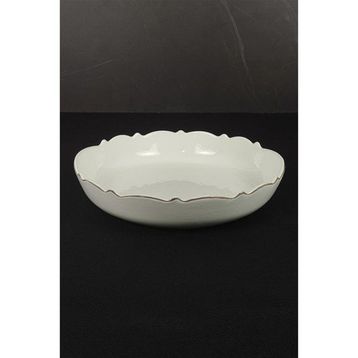 Digithome LMG 315-L Wave Porselen Yuvarlak Yaldızlı Sunum Tabağı