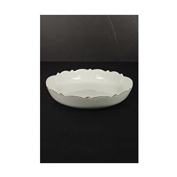 Digithome LMG 315-L Wave Porselen Yuvarlak Yaldızlı Sunum Tabağı