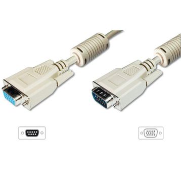 Digitus AK-310200-018-E 1.8 m VGA to VGA Erkek-Dişi AWG28/30 3CF7C Bej Görüntü Kablosu