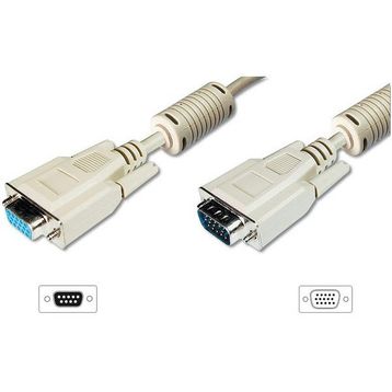 Digitus AK-310200-018-E 1.8 m VGA to VGA Erkek-Dişi AWG28/30 3CF7C Bej Görüntü Kablosu