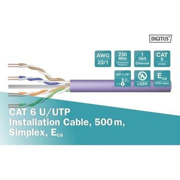 Digitus DK-1613-VH-5 CAT6 UTP 23AWG 500 m 0.50 mm Mor Makara Saf Bakır Kablo