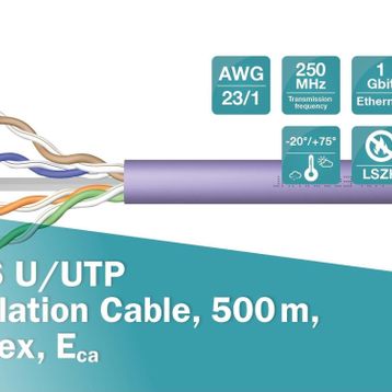 Digitus DK-1613-VH-5 CAT6 UTP 23AWG 500 m 0.50 mm Mor Makara Saf Bakır Kablo