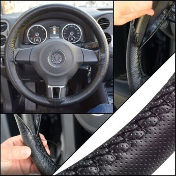 Dikmeli Deri Siyah Dikişli Direksiyon Kılıfı