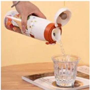 Diller 500 ml Beyaz Yeni Koleksiyon Sevimli Hayvanlar Desenli Rahat İçim Kilitli Kapak Paslanmaz Çelik Termos