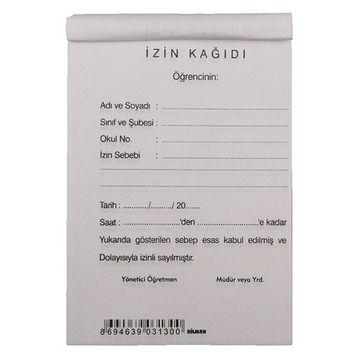 Dilman Öğrenci İzin Kağıdı