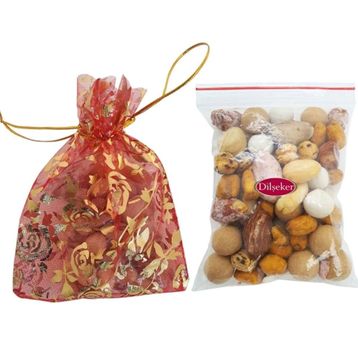 Dilşeker Lüks Ekonomik Hazır Keseli Paketlenmiş Düğün, Nişan ve Kına Kuruyemiş Çerezi 25 Adet x 50 gr