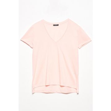 Dilvin 101A03470 Ekru V Yaka Basic Kadın T-shirt
