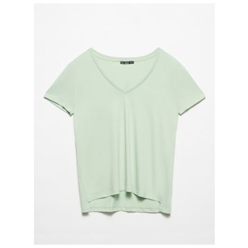 Dilvin 101A03470 Ekru V Yaka Basic Kadın T-shirt