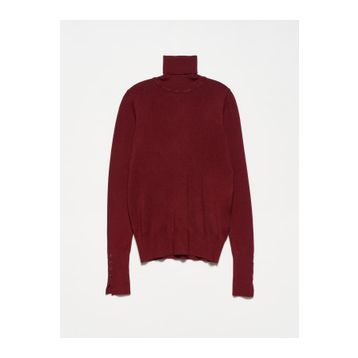 Dilvin 1268 Bordo Balıkçı Yaka Kolu Droplu Kazak