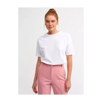 Dilvin 3683 Beyaz Basic T-shirt