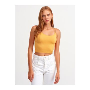 Dilvin Turuncu Lastikli Crop Top