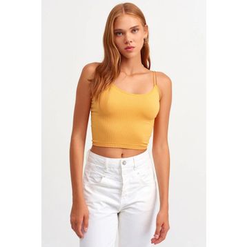 Dilvin Turuncu Lastikli Crop Top
