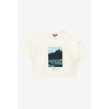 Discovery Expedition D4SG-TST3096 Baskılı Kırık Beyaz Kadın T-Shirt