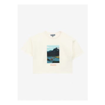 Discovery Expedition D4SG-TST3096 Baskılı Kırık Beyaz Kadın T-Shirt