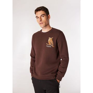 Discovery Expedition D4WM-SWT3078 Kahve Bisiklet Relaxed Nakışlı Erkek Sweatshirt
