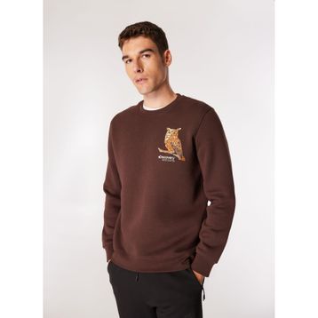 Discovery Expedition D4WM-SWT3078 Kahve Bisiklet Relaxed Nakışlı Erkek Sweatshirt