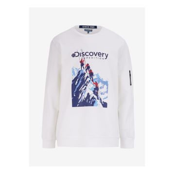 Discovery Expedition D4WM-SWT3253 Kırık Beyaz Erkek Bisiklet Relaxed Baskılı Sweatshirt