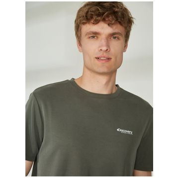 Discovery PERTA Expedition Bisiklet Yaka Baskılı Haki Erkek T-Shirt