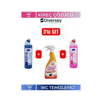 Diversey Clonet Temizlik Paketi Mutfak 750 ml + 2x750 ml Banyo + 2x750 ml Tuvalet Temizleyici
