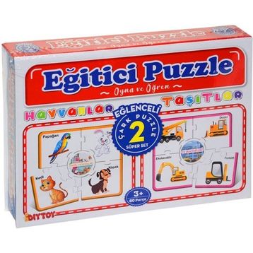 Diytoy Hayvanlar Ve Taşıtlar Eğitici Çark Puzzle