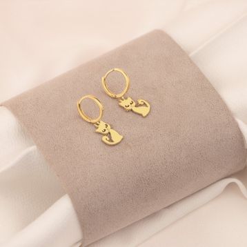 Dkmn 925 Ayar Kedili Sallantılı Kadın Gümüş Küpe