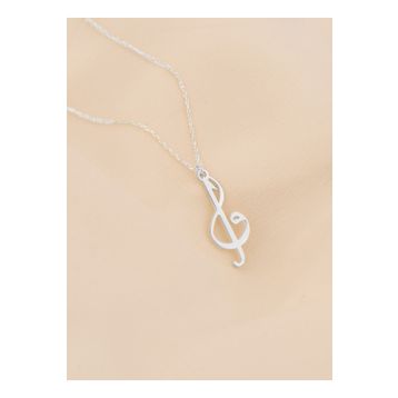 Dkmn Silver Sol Anahtarı Elif Vav 925 Ayar Gümüş Kadın Kolye