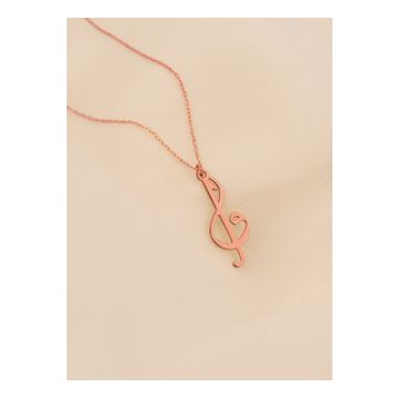 Dkmn Silver Sol Anahtarı Elif Vav 925 Ayar Gümüş Kadın Kolye