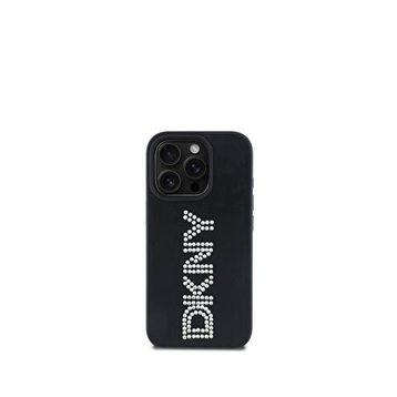 DKNY iPhone 15 Pro Max Rhinestones Metalik Taşlı PU Deri Siyah Telefon Kılıfı