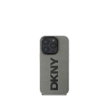 DKNY iPhone 16 Pro Max Plain Serisi Magsafe Uyumlu PU Deri Gri Telefon Kılıfı