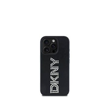 DKNY iPhone 16 Pro Rhinestones Metalik Taşlı PU Deri Siyah Telefon Kılıfı