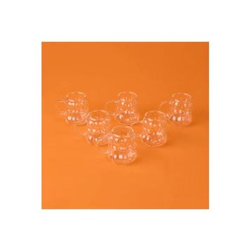 DMR 75 ml Şeffaf Kulplu Boncuk 6'lı Kahve Yanı Bardağı