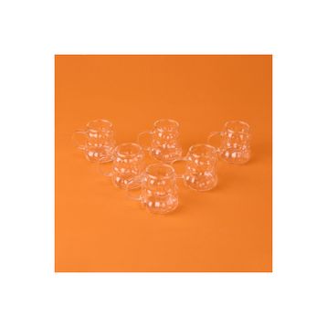 DMR 75 ml Şeffaf Kulplu Boncuk 6'lı Kahve Yanı Bardağı