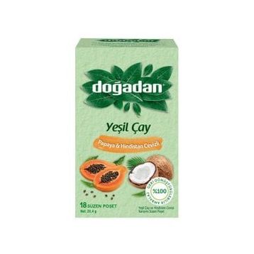 Doğadan 18'li 23.4 gr Papaya Hindistan Cevizli Yeşil Çay