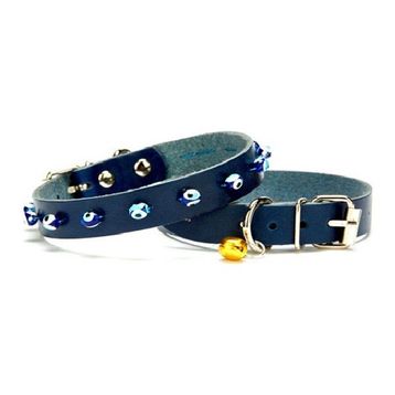 Doggie BKT-12-MV 11.2x26 cm Mavi Large Nazar Boncuklu Kedi ve Küçük Irk Köpek Tasması
