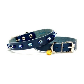 Doggie BKT-12-MV 11.2x26 cm Mavi Large Nazar Boncuklu Kedi ve Küçük Irk Köpek Tasması