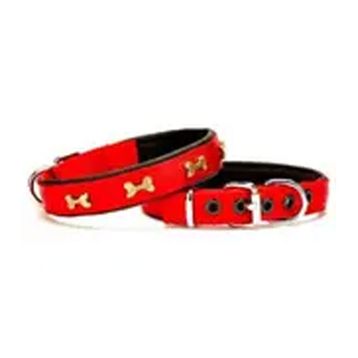 Doggie Comfort Kemik Desenli Kırmızı 2.5x50 cm Köpek Boyun Tasması