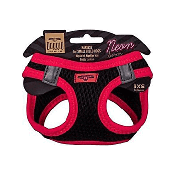 Doggie Pembe 3XS-22-26 cm Havalı Dokuma Neon Serisi Küçük Irk Köpek Göğüs Tasması
