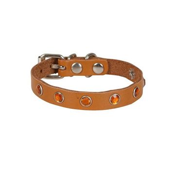 Doggie Taşlı Deri Kamel 1.5x28-32 cm Kedi Tasması