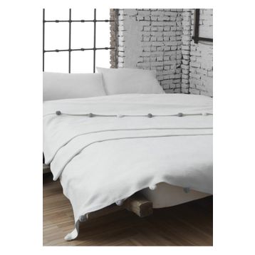 Dolce Bonita Home 150x200 cm Krem Ponponlu Pike Tek Kişilik Battaniye