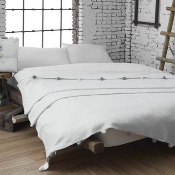 Dolce Bonita Home 150x200 cm Krem Ponponlu Pike Tek Kişilik Battaniye
