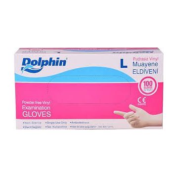 Dolphin 100 Adet L Vinil Pudrasız Muayene Eldiveni