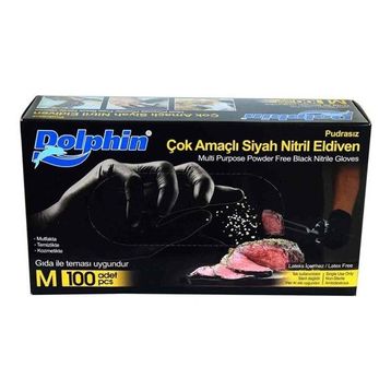 Dolphin 100 Adet M Çok Amaçlı Siyah Nitril Eldiven