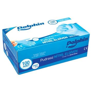 Dolphin 100 Adet M Mavi Nitril Eldiven