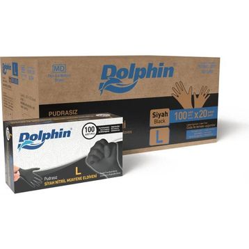 Dolphin 20x100 Adet L Çok Amaçlı Siyah Nitril Eldiven